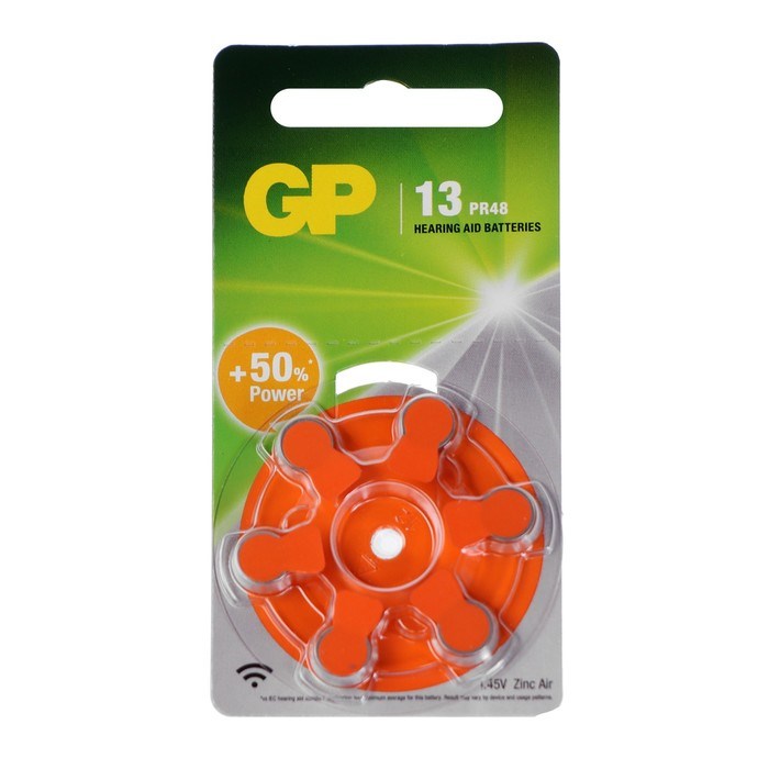Батарейка цинковая GP, ZA13 (PR48)-6BL, для слуховых аппаратов, 1.45В, блистер, 6 шт. - фото 51387815 Батарейка цинковая GP, ZA13 (PR48)-6BL, для слуховых аппаратов, 1.45В, блистер, 6 шт. - фото 51387815