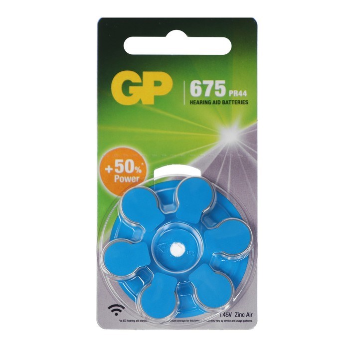 Батарейка цинковая GP, ZA675 (PR44)-6BL, для слуховых аппаратов, 1.45В, блистер, 6 шт. - фото 51387819 Батарейка цинковая GP, ZA675 (PR44)-6BL, для слуховых аппаратов, 1.45В, блистер, 6 шт. - фото 51387819