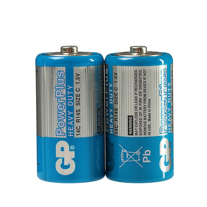 Батарейка солевая GP PowerPlus Heavy Duty, C, R14-2S, 1.5В, спайка, 2 шт. - фото 51387821 Батарейка солевая GP PowerPlus Heavy Duty, C, R14-2S, 1.5В, спайка, 2 шт. - фото 51387821