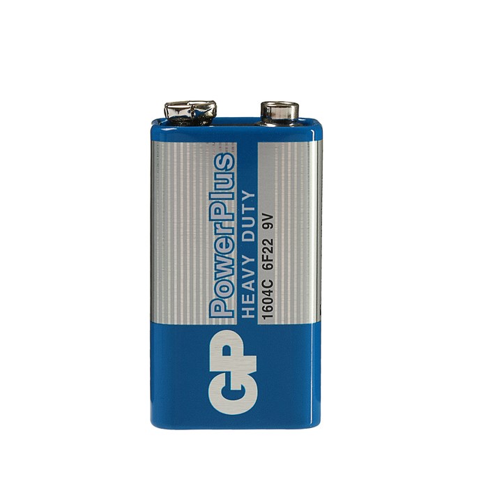 Батарейка солевая GP PowerPlus Heavy Duty, 6F22 (1604C)-1S, 9 В, крона, спайка, 1 шт. - фото 51387825 Батарейка солевая GP PowerPlus Heavy Duty, 6F22 (1604C)-1S, 9 В, крона, спайка, 1 шт. - фото 51387825