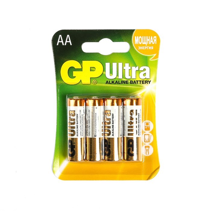 Батарейка алкалиновая GP Ultra, AA, LR6-4BL, 1.5В, блистер, 4 шт. - фото 51387827 Батарейка алкалиновая GP Ultra, AA, LR6-4BL, 1.5В, блистер, 4 шт. - фото 51387827