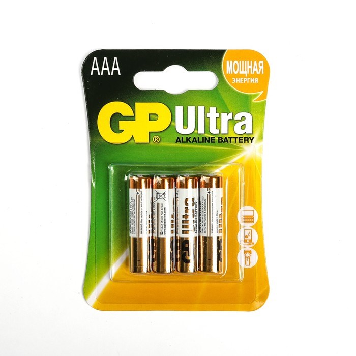 Батарейка алкалиновая GP Ultra, AAA, LR03-4BL, 1.5В, блистер, 4 шт. - фото 51387830 Батарейка алкалиновая GP Ultra, AAA, LR03-4BL, 1.5В, блистер, 4 шт. - фото 51387830