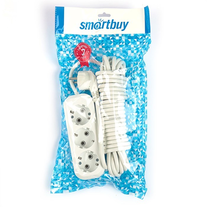 Удлинитель Smartbuy, 3 розетки, 7 м, 16 А, 3500 Вт, ПВС 3х1 мм2, с з/к, белый - фото 51388000 Удлинитель Smartbuy, 3 розетки, 7 м, 16 А, 3500 Вт, ПВС 3х1 мм2, с з/к, белый - фото 51388000