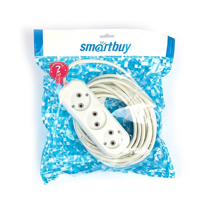 Удлинитель Smartbuy, 3 розетки, 10 м, 10 А, 2200 Вт, ПВС 2х1 мм2, без з/к, белый - фото 51388005 Удлинитель Smartbuy, 3 розетки, 10 м, 10 А, 2200 Вт, ПВС 2х1 мм2, без з/к, белый - фото 51388005
