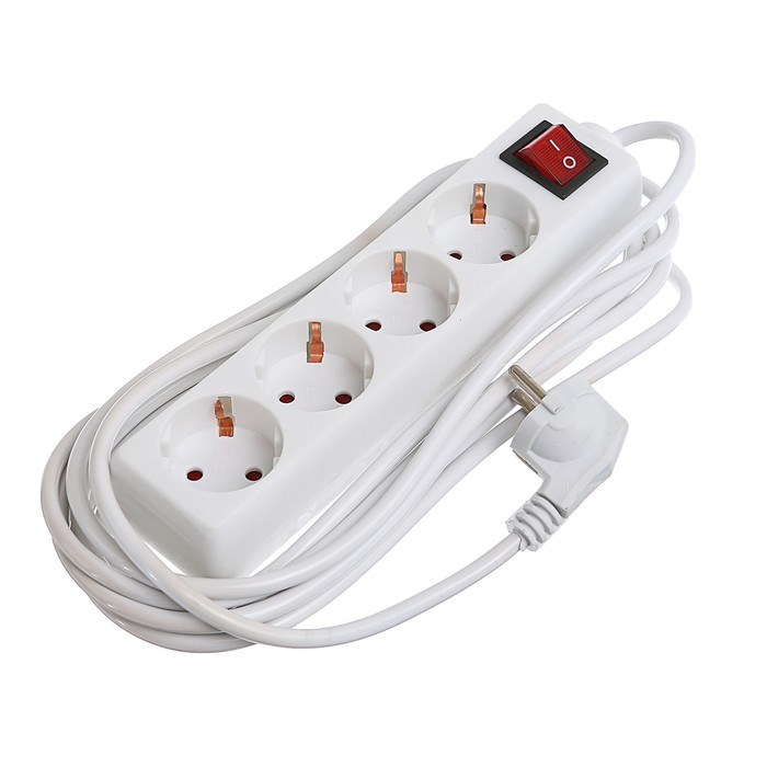 Удлинитель Luazon Lighting, 4 розетки, 5 м, 6 А, 1300 Вт, 3х0.75 мм2, с з/к, с выкл., Б - фото 51388111 Удлинитель Luazon Lighting, 4 розетки, 5 м, 6 А, 1300 Вт, 3х0.75 мм2, с з/к, с выкл., Б - фото 51388111