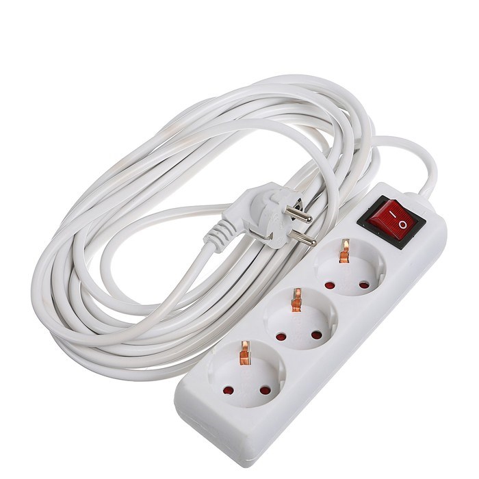 Удлинитель Luazon Lighting, 3 розетки, 7 м, 10 А, 1300 Вт, 3х0.75 мм2, с з/к, с выкл., Б - фото 51388126 Удлинитель Luazon Lighting, 3 розетки, 7 м, 10 А, 1300 Вт, 3х0.75 мм2, с з/к, с выкл., Б - фото 51388126