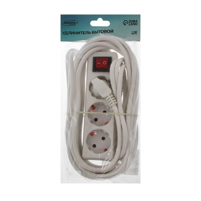 Удлинитель Luazon Lighting, 3 розетки, 7 м, 10 А, 1300 Вт, 3х0.75 мм2, с з/к, с выкл., Б - фото 51388128 Удлинитель Luazon Lighting, 3 розетки, 7 м, 10 А, 1300 Вт, 3х0.75 мм2, с з/к, с выкл., Б - фото 51388128