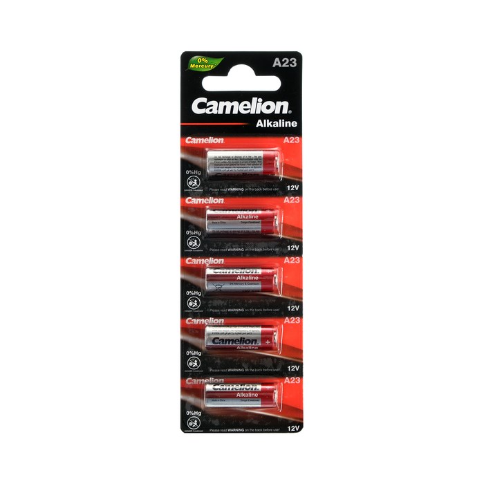 Батарейка алкалиновая Camelion Mercury Free, A23 (MN21, LR23A, LRV08)-5BL, 12В,блистер,5 шт. - фото 51388291 Батарейка алкалиновая Camelion Mercury Free, A23 (MN21, LR23A, LRV08)-5BL, 12В,блистер,5 шт. - фото 51388291