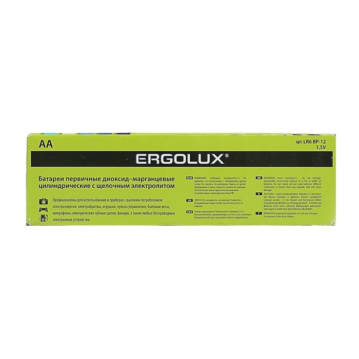 Батарейка алкалиновая Ergolux, AA, LR6-12BOX (LR6 BP-12), 1.5В, набор 12 шт. - фото 51388294 Батарейка алкалиновая Ergolux, AA, LR6-12BOX (LR6 BP-12), 1.5В, набор 12 шт. - фото 51388294