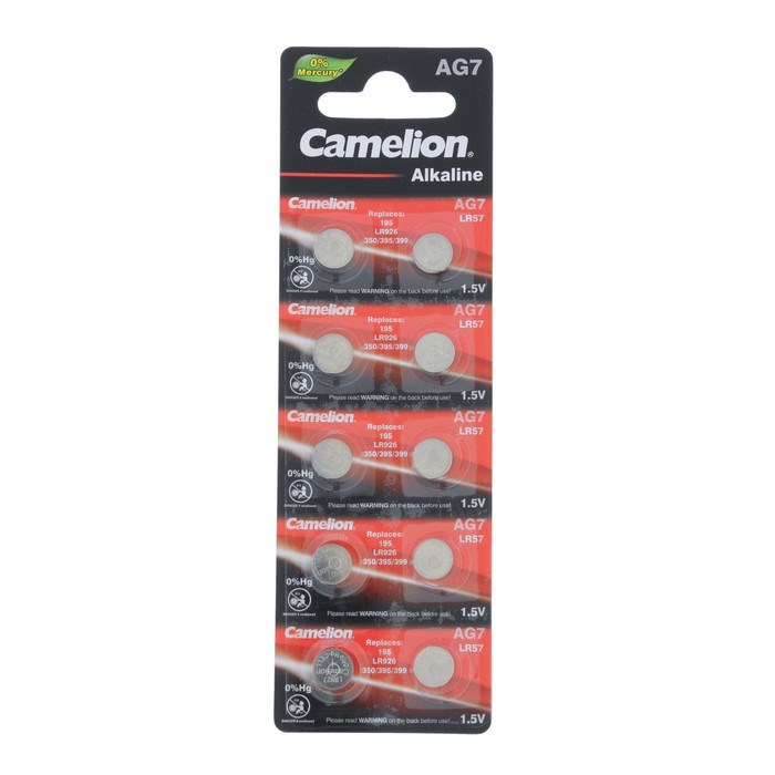 Батарейка алкалиновая Camelion Mercury Free, AG7 (395, LR926)-10BL, 1.5В, блистер, 10 шт. - фото 51388313 Батарейка алкалиновая Camelion Mercury Free, AG7 (395, LR926)-10BL, 1.5В, блистер, 10 шт. - фото 51388313