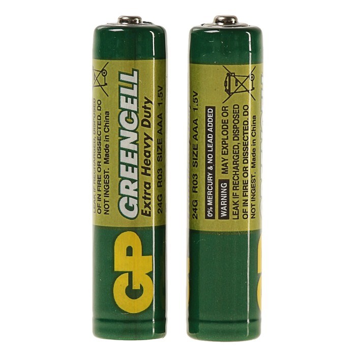 Батарейка солевая GP Greencell Extra Heavy Duty, AAA, R03-2BL, 1.5В, блистер, 2 шт. - фото 51388358 Батарейка солевая GP Greencell Extra Heavy Duty, AAA, R03-2BL, 1.5В, блистер, 2 шт. - фото 51388358