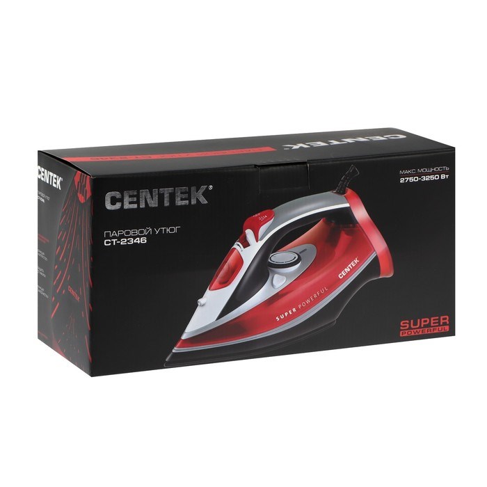 Утюг Centek CT-2346, 3000 Вт, керамическая подошва, паровой удар, самоочистка, красный - фото 51388384 Утюг Centek CT-2346, 3000 Вт, керамическая подошва, паровой удар, самоочистка, красный - фото 51388384