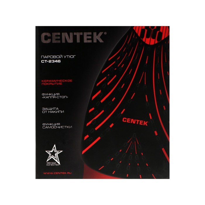 Утюг Centek CT-2346, 3000 Вт, керамическая подошва, паровой удар, самоочистка, красный - фото 51388388 Утюг Centek CT-2346, 3000 Вт, керамическая подошва, паровой удар, самоочистка, красный - фото 51388388
