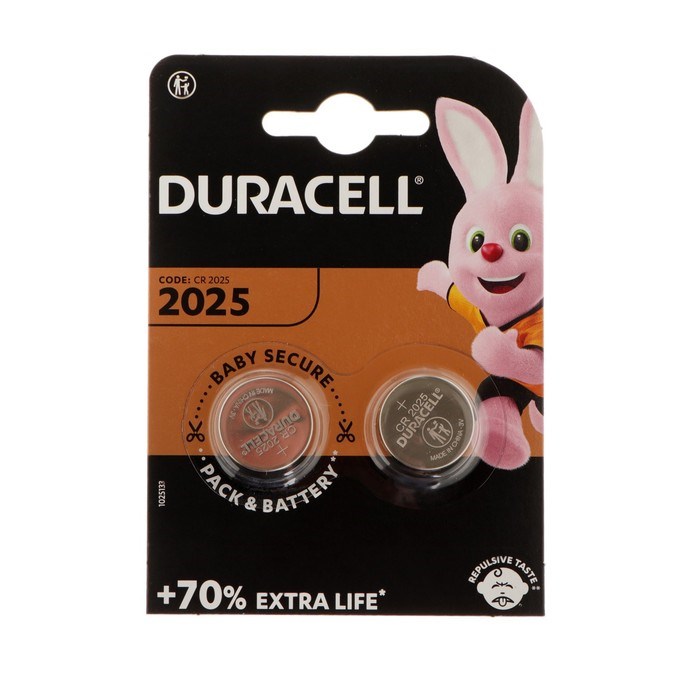Батарейка литиевая Duracell, CR2025-2BL, 3В, блистер, 2 шт. - фото 51388594 Батарейка литиевая Duracell, CR2025-2BL, 3В, блистер, 2 шт. - фото 51388594