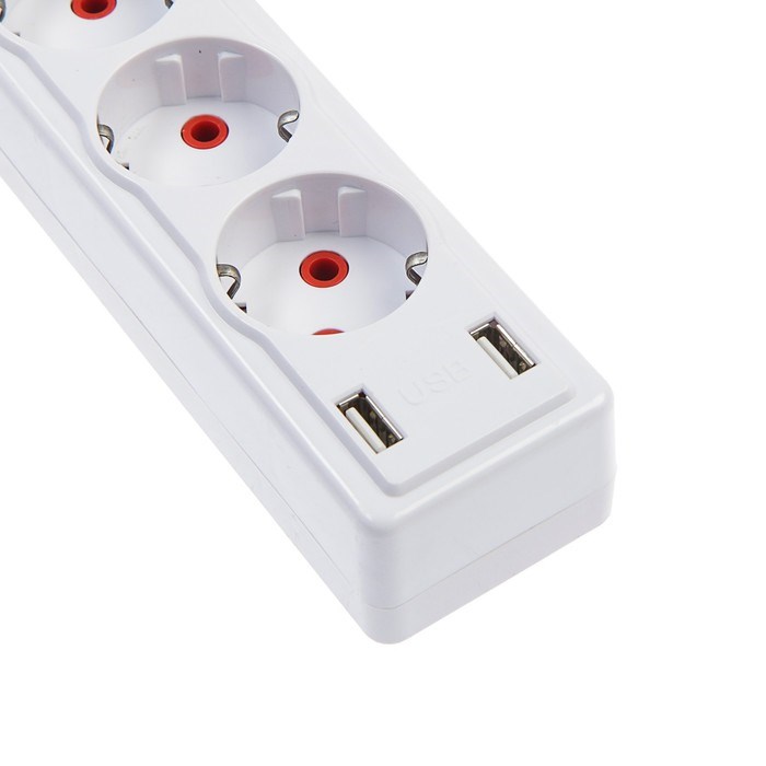 Удлинитель Luazon Lighting, 3 розетки, 2 м, 10 А, 2200Вт, 2х0.75 мм2, 2хUSB, с выкл., Б - фото 51389041 Удлинитель Luazon Lighting, 3 розетки, 2 м, 10 А, 2200Вт, 2х0.75 мм2, 2хUSB, с выкл., Б - фото 51389041