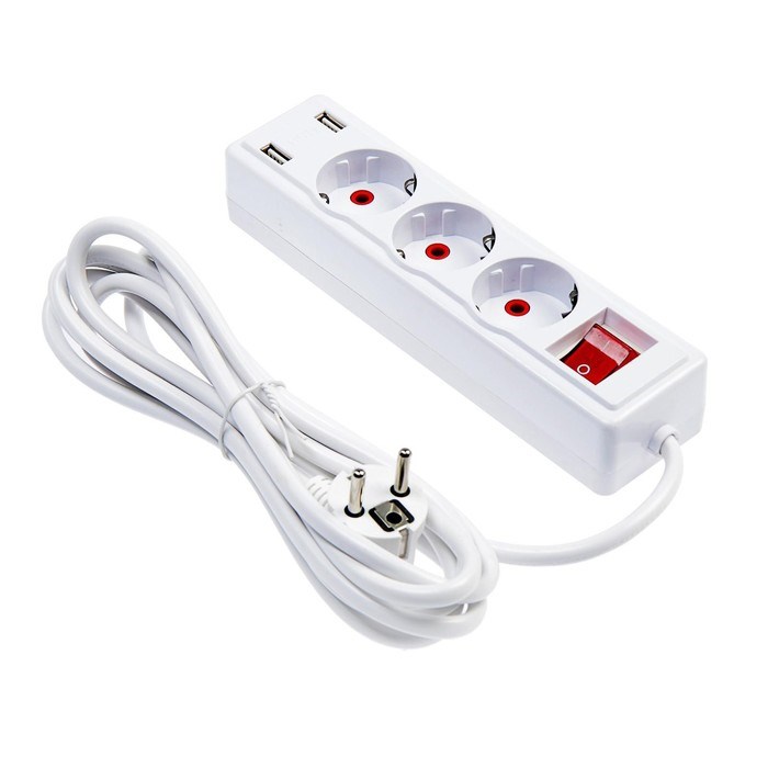 Удлинитель Luazon Lighting, 3 розетки, 3 м, 10 А, 2200 Вт, 2х0.75 мм2, 2хUSB, - фото 51389046 Удлинитель Luazon Lighting, 3 розетки, 3 м, 10 А, 2200 Вт, 2х0.75 мм2, 2хUSB, - фото 51389046