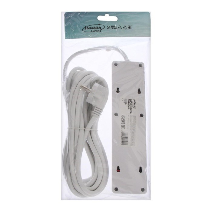 Удлинитель Luazon Lighting, 3 розетки, 5 м, 10 А, 2200 Вт, 2х0.75 мм2, 2хUSB, с выкл., Б - фото 51389058 Удлинитель Luazon Lighting, 3 розетки, 5 м, 10 А, 2200 Вт, 2х0.75 мм2, 2хUSB, с выкл., Б - фото 51389058