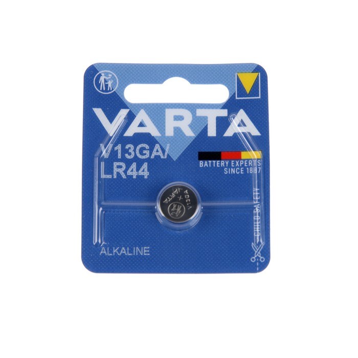 Батарейка алкалиновая Varta, LR44 (V13GA) - 1BL, 1.5 В, блистер, 1 шт. - фото 51389451 Батарейка алкалиновая Varta, LR44 (V13GA) - 1BL, 1.5 В, блистер, 1 шт. - фото 51389451