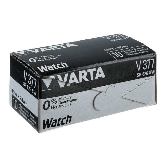 Батарейка цинковая Varta, V377 (SR626SW/SR66/G4)-1BL, 1.55В , блистер, 1 шт. - фото 51389460 Батарейка цинковая Varta, V377 (SR626SW/SR66/G4)-1BL, 1.55В , блистер, 1 шт. - фото 51389460