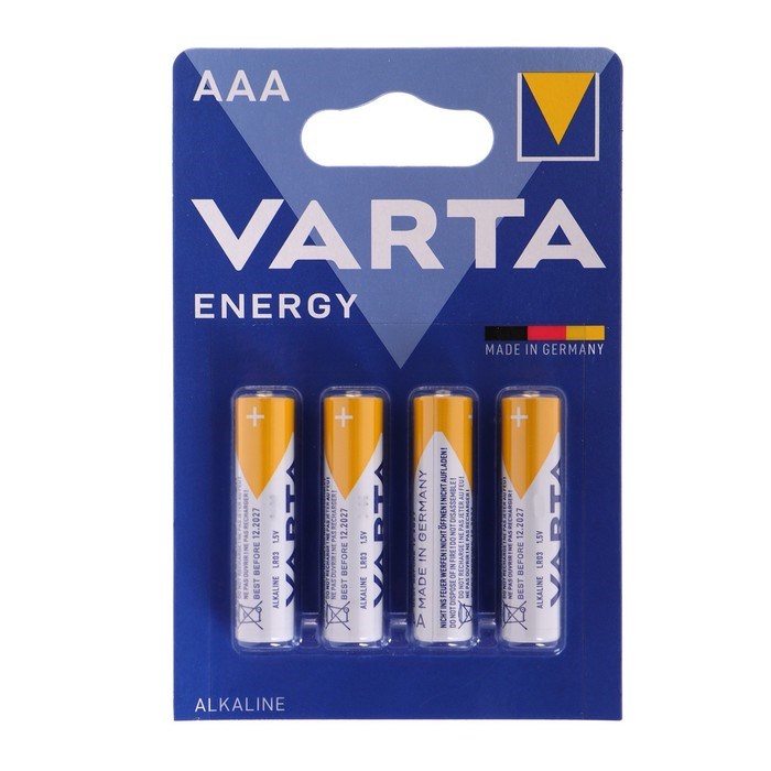 Батарейка алкалиновая Varta Energy, AAA, LR03-4BL, 1.5В, блистер, 4 шт. - фото 51389504 Батарейка алкалиновая Varta Energy, AAA, LR03-4BL, 1.5В, блистер, 4 шт. - фото 51389504