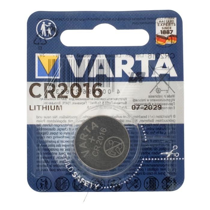 Батарейка литиевая Varta, CR2016-1BL, 3В, блистер, 1 шт. - фото 51389520 Батарейка литиевая Varta, CR2016-1BL, 3В, блистер, 1 шт. - фото 51389520