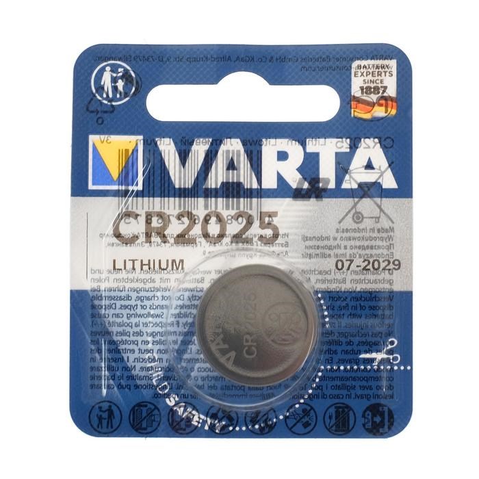 Батарейка литиевая Varta, CR2025-1BL, 3В, блистер, 1 шт. - фото 51389524 Батарейка литиевая Varta, CR2025-1BL, 3В, блистер, 1 шт. - фото 51389524