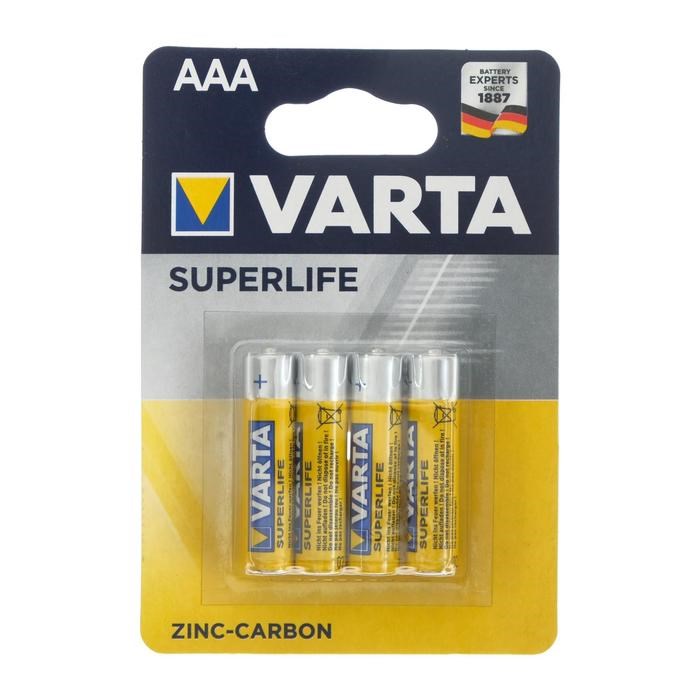Батарейка солевая Varta SuperLife, AAA, R03-4BL, 1.5В, блистер, 4 шт. - фото 51389540 Батарейка солевая Varta SuperLife, AAA, R03-4BL, 1.5В, блистер, 4 шт. - фото 51389540