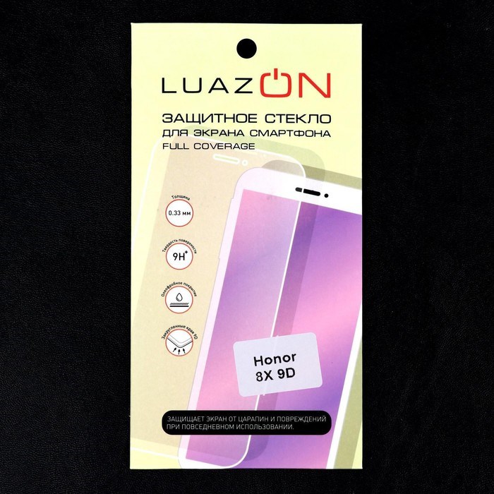 Защитное стекло 9D Luazon для Honor 8X, полный клей, 0.33 мм, 9Н, черное - фото 51389711 Защитное стекло 9D Luazon для Honor 8X, полный клей, 0.33 мм, 9Н, черное - фото 51389711
