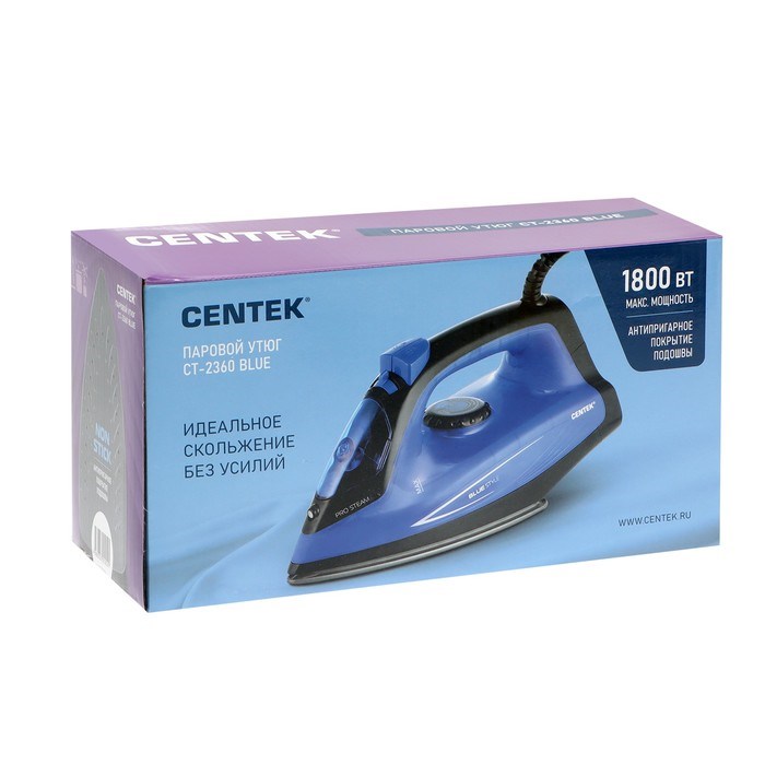 Утюг Centek CT-2360, 1800 Вт, антипригарная подошва, 200 мл, чёрно-синий - фото 51389921 Утюг Centek CT-2360, 1800 Вт, антипригарная подошва, 200 мл, чёрно-синий - фото 51389921