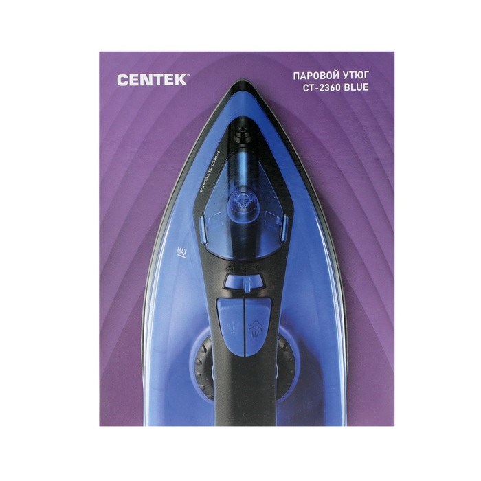 Утюг Centek CT-2360, 1800 Вт, антипригарная подошва, 200 мл, чёрно-синий - фото 51389923 Утюг Centek CT-2360, 1800 Вт, антипригарная подошва, 200 мл, чёрно-синий - фото 51389923