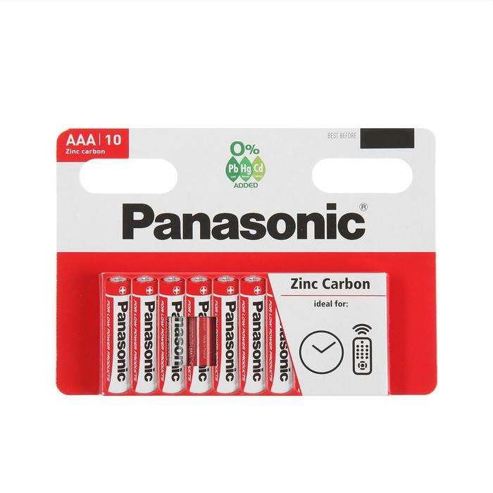 Батарейка солевая Panasonic Zinc Carbon, AAA, R03-10BL, 1.5В, блистер, 10 шт. - фото 51390093 Батарейка солевая Panasonic Zinc Carbon, AAA, R03-10BL, 1.5В, блистер, 10 шт. - фото 51390093