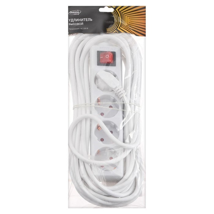 Удлинитель Luazon Lighting, 4 розетки, 10 м, 10 А, 1300 Вт, 3х0.75 мм2, с з/к, с выкл., Б - фото 51390328 Удлинитель Luazon Lighting, 4 розетки, 10 м, 10 А, 1300 Вт, 3х0.75 мм2, с з/к, с выкл., Б - фото 51390328