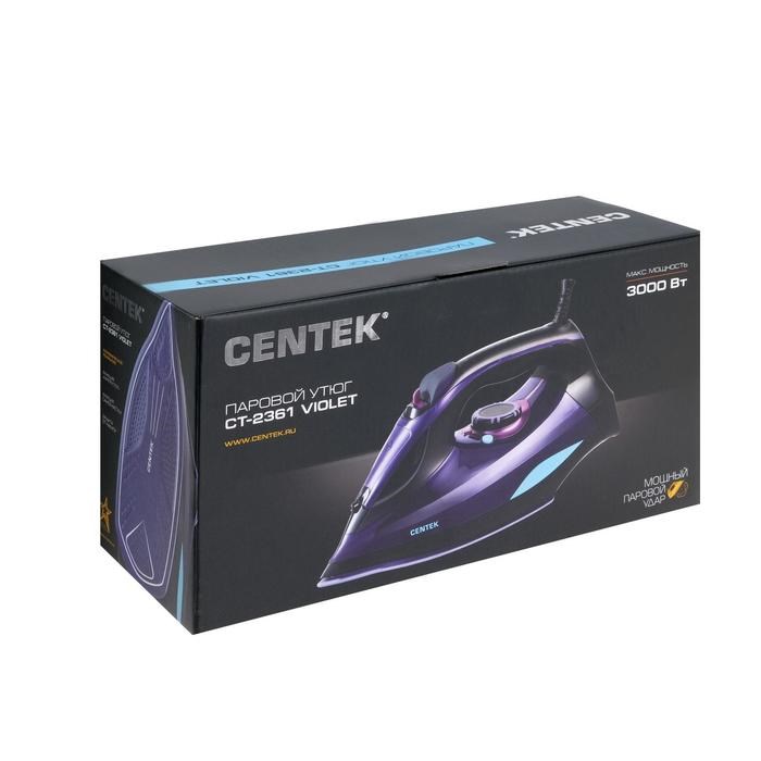 Утюг Centek CT-2361, 3000 Вт, керамическая подошва, фиолетовый/чёрный - фото 51390400 Утюг Centek CT-2361, 3000 Вт, керамическая подошва, фиолетовый/чёрный - фото 51390400