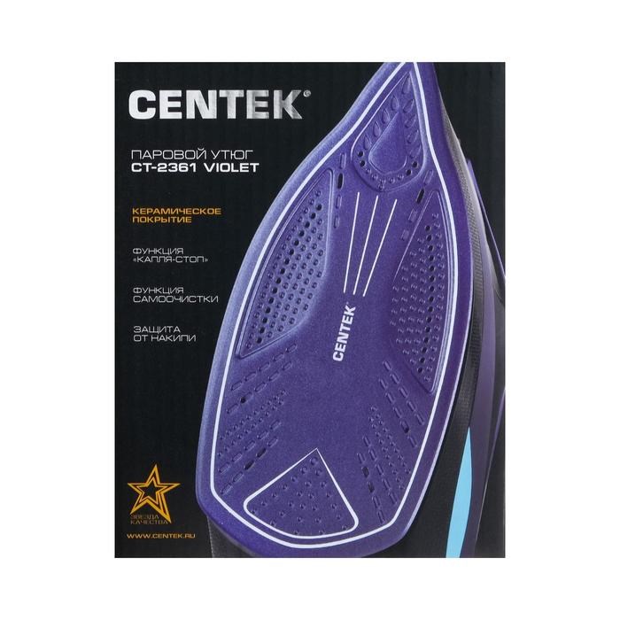 Утюг Centek CT-2361, 3000 Вт, керамическая подошва, фиолетовый/чёрный - фото 51390401 Утюг Centek CT-2361, 3000 Вт, керамическая подошва, фиолетовый/чёрный - фото 51390401