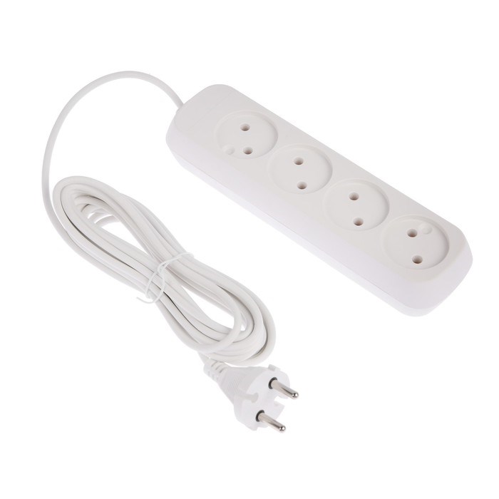 Удлинитель Luazon Lighting ECO, 4 розетки, 5 м, 10 А, 2200 Вт, ПВС 2х0.75 мм2, без з/к,белый - фото 51390531 Удлинитель Luazon Lighting ECO, 4 розетки, 5 м, 10 А, 2200 Вт, ПВС 2х0.75 мм2, без з/к,белый - фото 51390531