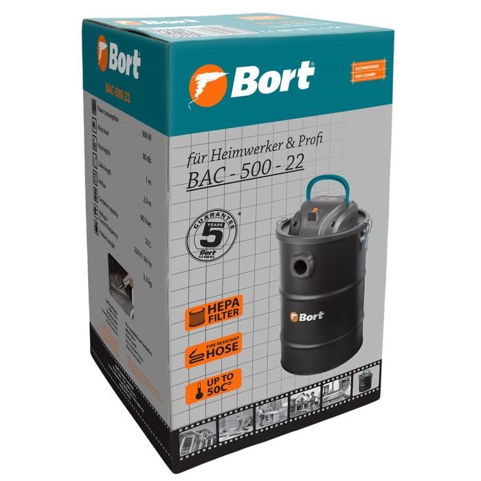 Пылесос Bort BAC-500-22, 900 Вт, сухая/влажная уборка, 22 л, серый - фото 51390647 Пылесос Bort BAC-500-22, 900 Вт, сухая/влажная уборка, 22 л, серый - фото 51390647