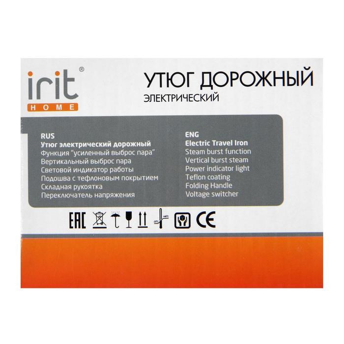 Утюг Irit IR-2305, 800 Вт, тефлоновая подошва, 200 мл, дорожный, бело-красный - фото 51390680 Утюг Irit IR-2305, 800 Вт, тефлоновая подошва, 200 мл, дорожный, бело-красный - фото 51390680