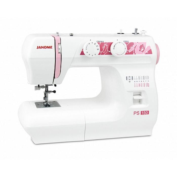 Швейная машина Janome PS 150, 60 Вт, 15 операций, полуавтомат, белый/розовый - фото 51390721 Швейная машина Janome PS 150, 60 Вт, 15 операций, полуавтомат, белый/розовый - фото 51390721