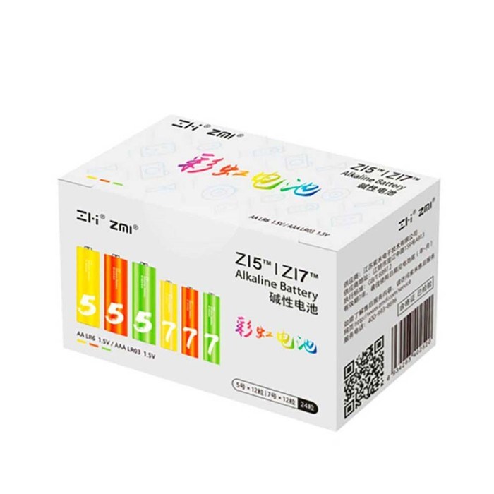Набор алкалиновых батареек Xiaomi ZMI Rainbow (12 АА + 12 ААА), LR24-BOX, 1.5 В, 24 шт. - фото 51391110 Набор алкалиновых батареек Xiaomi ZMI Rainbow (12 АА + 12 ААА), LR24-BOX, 1.5 В, 24 шт. - фото 51391110