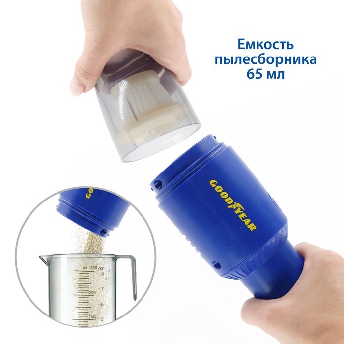 Пылесос автомобильный Goodyear GY-VC-03 беспроводной, 2 насадки, запасной фильтр, 8,4 B - фото 51391341 Пылесос автомобильный Goodyear GY-VC-03 беспроводной, 2 насадки, запасной фильтр, 8,4 B - фото 51391341