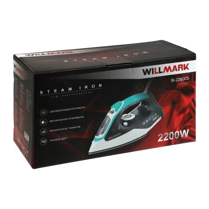 Утюг WILLMARK SI-2280CS, 2200 Вт, керамическая подошва, 250 мл, серо-зеленый - фото 51391354 Утюг WILLMARK SI-2280CS, 2200 Вт, керамическая подошва, 250 мл, серо-зеленый - фото 51391354