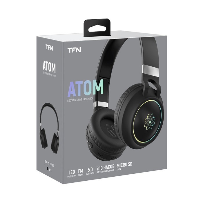 Наушники TFN Atom, беспроводные,BT 5.0, накладные, микрофон, FM, microSD, 300мАч, подсветка, черные - фото 51391592 Наушники TFN Atom, беспроводные,BT 5.0, накладные, микрофон, FM, microSD, 300мАч, подсветка, черные - фото 51391592