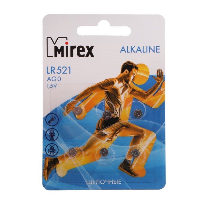 Батарейка алкалиновая Mirex, LR521, AG0, 1.5В, блистер, 6 шт - фото 51391720 Батарейка алкалиновая Mirex, LR521, AG0, 1.5В, блистер, 6 шт - фото 51391720