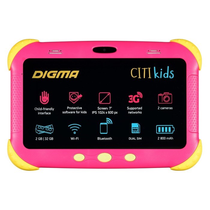 Планшет Digma CITI Kids, 7", IPS 1024x600, 1.3 ГГц, 2+32 Гб, 2 Мп, Android 9, розовый - фото 51391834 Планшет Digma CITI Kids, 7", IPS 1024x600, 1.3 ГГц, 2+32 Гб, 2 Мп, Android 9, розовый - фото 51391834