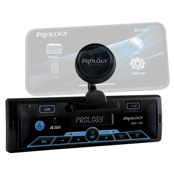 Автомагнитола PROLOGY SMP-300, 1DIN, USB/ FM/ BT, приложение OS Android/ iOS, RCA 4х55 Вт - фото 51391859 Автомагнитола PROLOGY SMP-300, 1DIN, USB/ FM/ BT, приложение OS Android/ iOS, RCA 4х55 Вт - фото 51391859