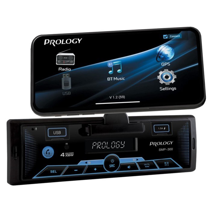 Автомагнитола PROLOGY SMP-300, 1DIN, USB/ FM/ BT, приложение OS Android/ iOS, RCA 4х55 Вт - фото 51391860 Автомагнитола PROLOGY SMP-300, 1DIN, USB/ FM/ BT, приложение OS Android/ iOS, RCA 4х55 Вт - фото 51391860