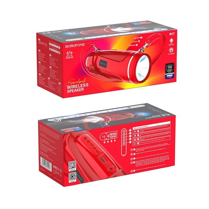 Портативная колонка Borofone BR7, 5 Вт, 1200 мАч, BT5.0, фонарик, красная - фото 51392123 Портативная колонка Borofone BR7, 5 Вт, 1200 мАч, BT5.0, фонарик, красная - фото 51392123