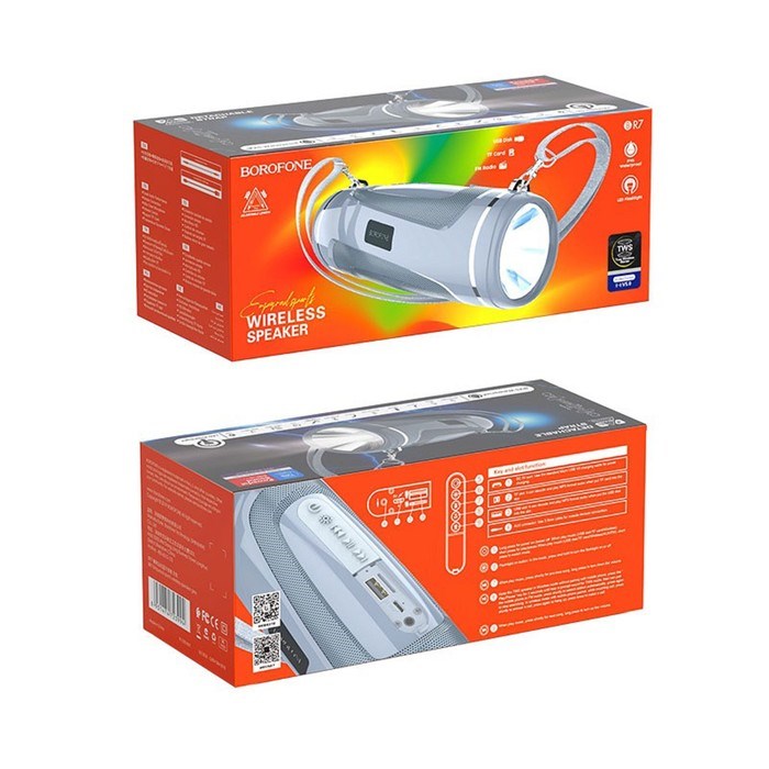 Портативная колонка Borofone BR7, 5 Вт, 1200 мАч, BT5.0, фонарик, серая - фото 51392127 Портативная колонка Borofone BR7, 5 Вт, 1200 мАч, BT5.0, фонарик, серая - фото 51392127