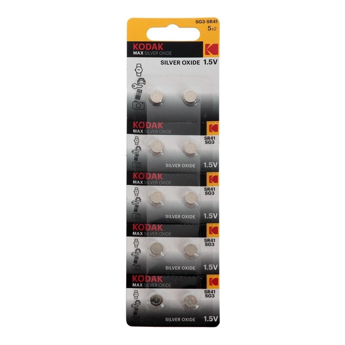 Батарейка алкалиновая Kodak MAX Silver Oxid Button Cell, SG3 (392,SR736,SR41), блистер,10 шт - фото 51392218 Батарейка алкалиновая Kodak MAX Silver Oxid Button Cell, SG3 (392,SR736,SR41), блистер,10 шт - фото 51392218