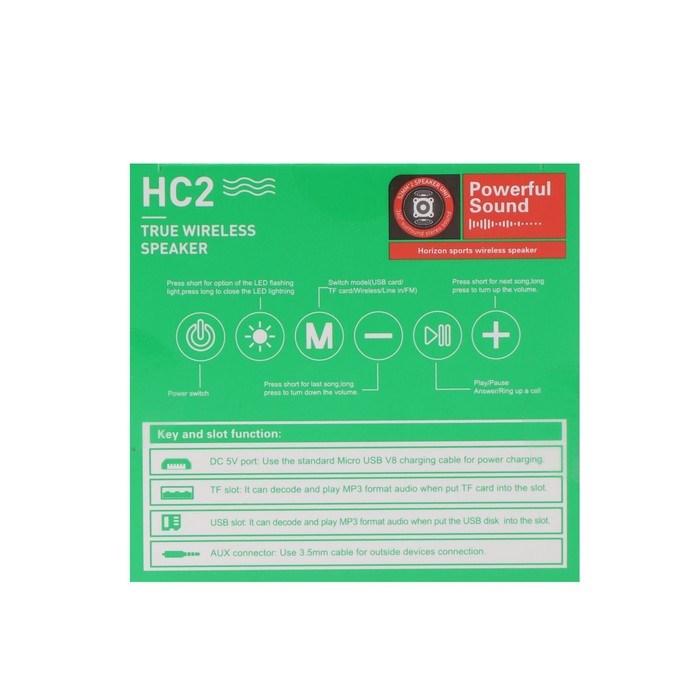 Портативная колонка Hoco HC2, 10 Вт, 2400 мАч, BT5.0, microSD, USB, AUX, FM-радио, хаки - фото 51392258 Портативная колонка Hoco HC2, 10 Вт, 2400 мАч, BT5.0, microSD, USB, AUX, FM-радио, хаки - фото 51392258